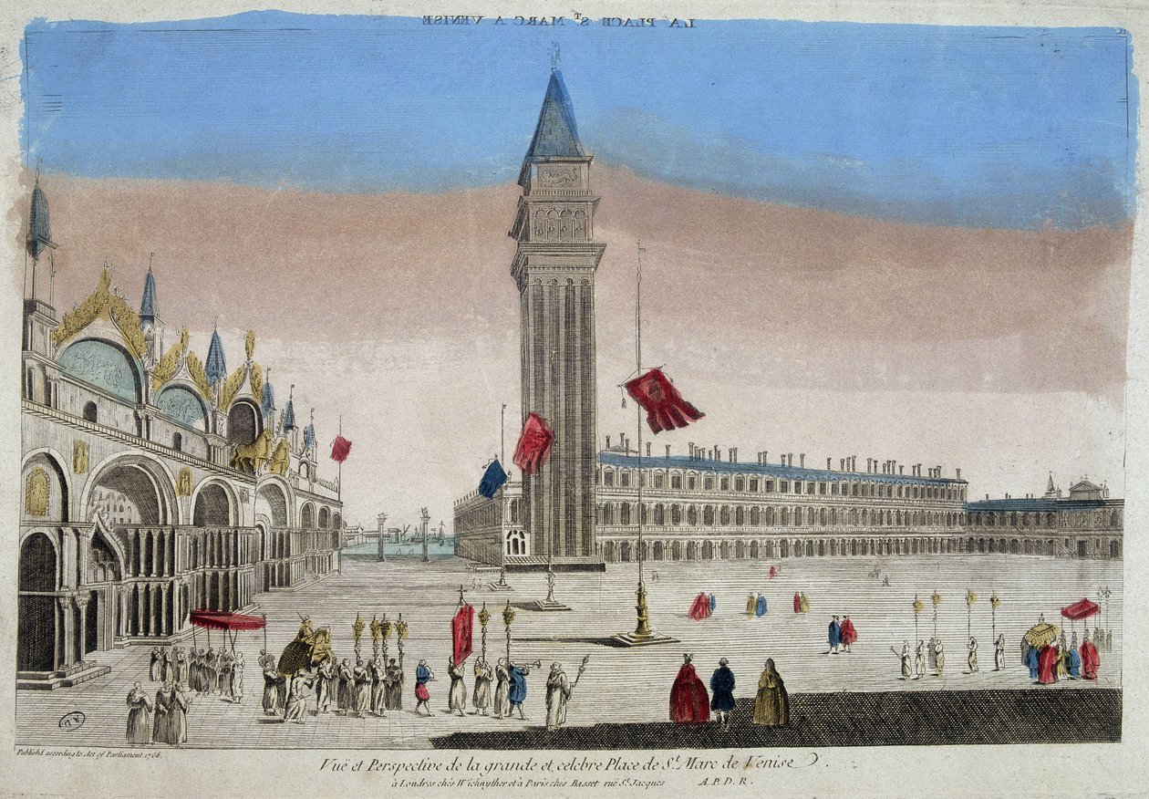 Bazylika i Plac Świętego Marka (San Marco) w Wenecji. autorstwa Unknown artist