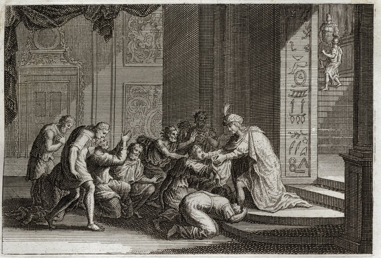 Biblia Royaumont, Stary Testament: Józef jest rozpoznawany przez swoich braci. Ilustracja z 1811 roku. autorstwa Unknown artist