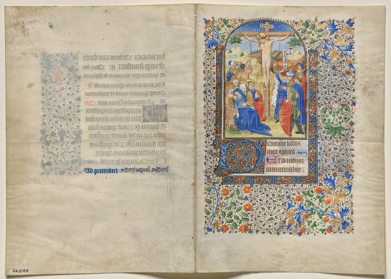 Bifolio z księgi godzin: Ukrzyżowanie: Godzinki o Krzyżu (recto) autorstwa Unknown artist