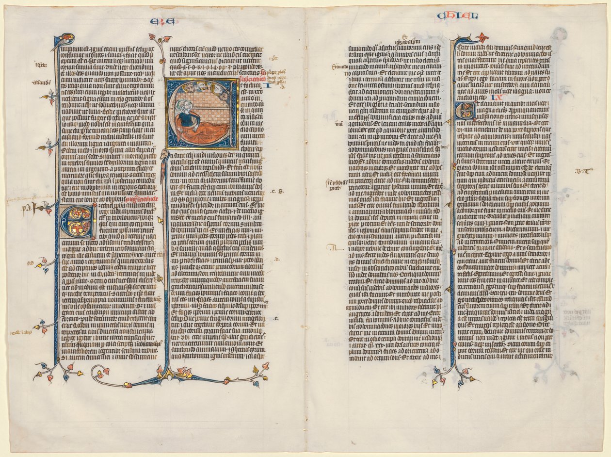 Bifolium z Biblii: początkowe E[t factum est] z Ezechiela autorstwa Unknown artist
