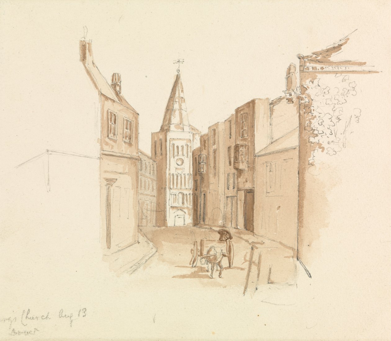 Biggin Street i Kościół Mariacki, Dover autorstwa Unknown artist