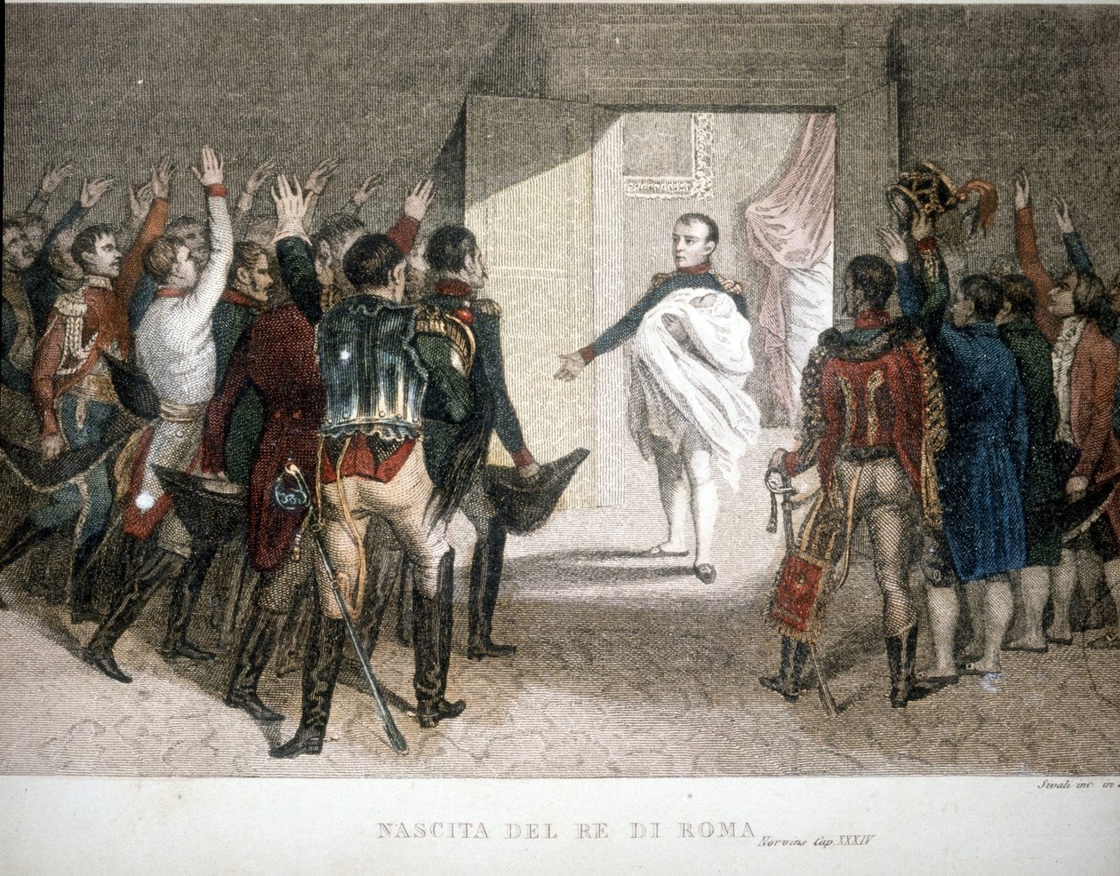 Narodziny króla Rzymu: Napoleona II (Francis Karol Józef Napoleon Bonaparte), syn cesarza Napoleona I (1769-1821). 1811-1832. autorstwa Unknown artist