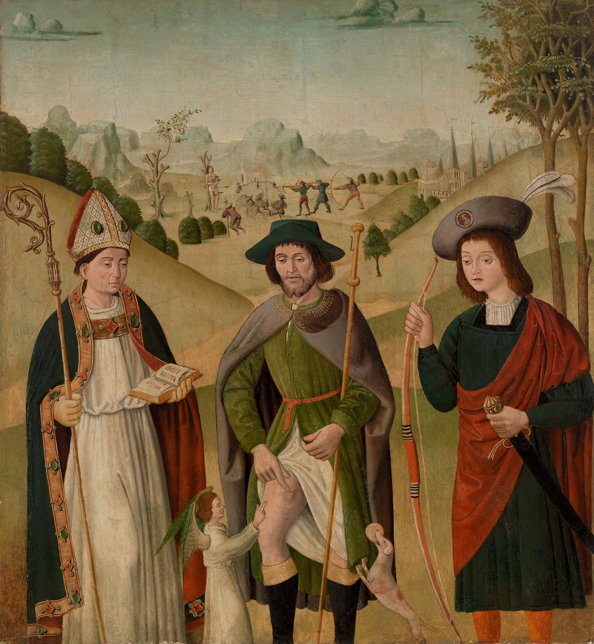 Biskup Święty, Święty Roch i Święty Sebastian autorstwa Unknown artist