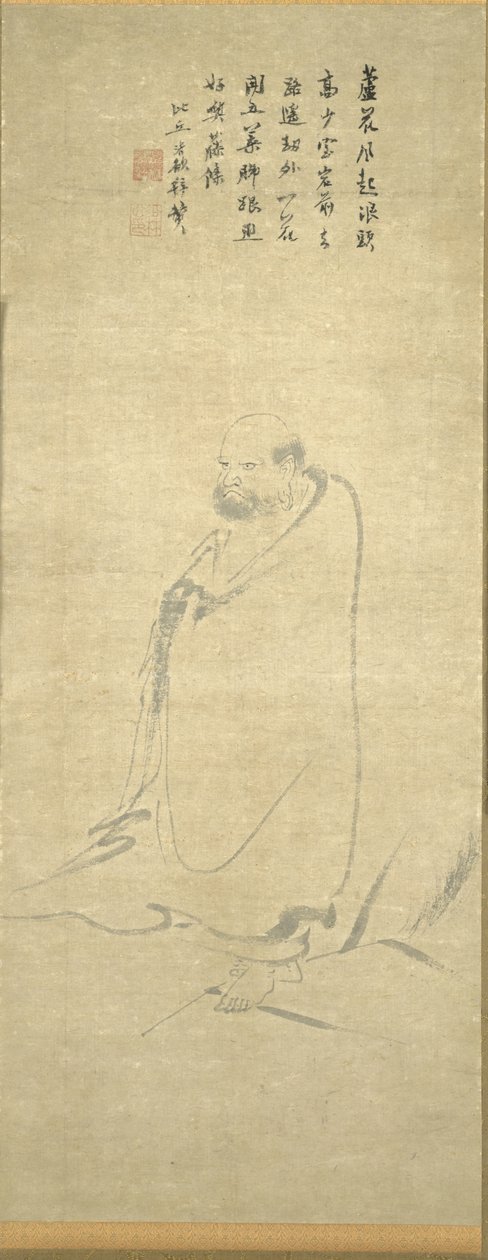 Bodhidharma przekraczająca Jangzi na trzcinie autorstwa Unknown artist