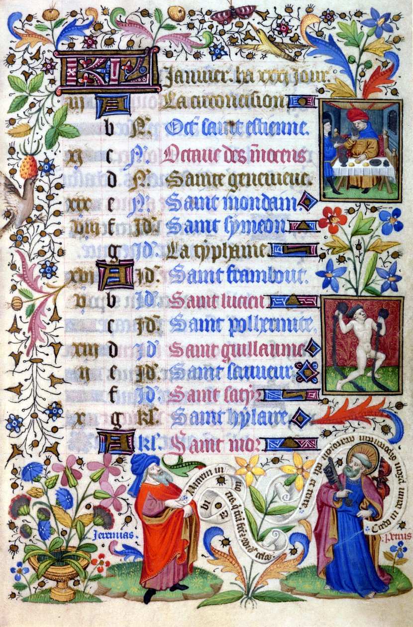 Księga godzin z XV wieku. Miesiąc styczeń. Mediolan, Biblioteca Trivulziana. autorstwa Unknown artist