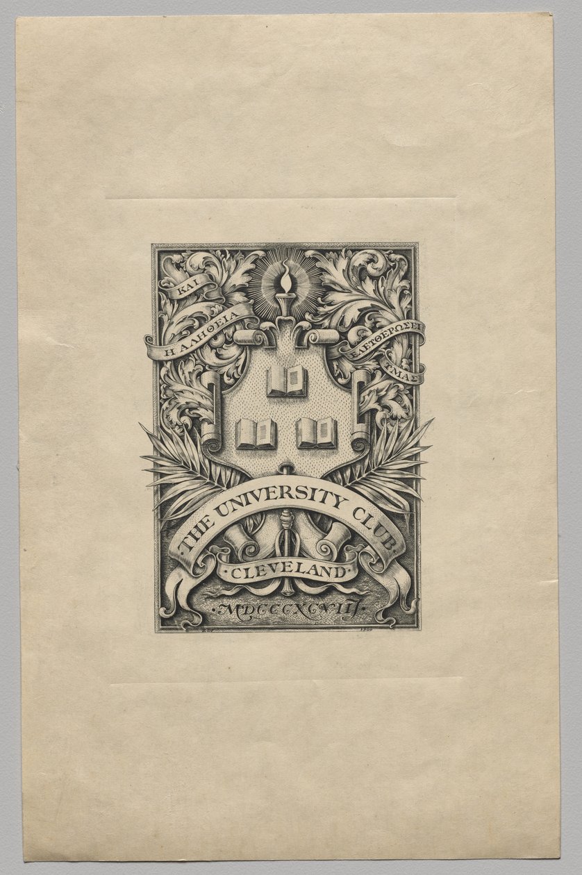 Ekslibris: Klub uniwersytecki, Cleveland autorstwa Unknown artist