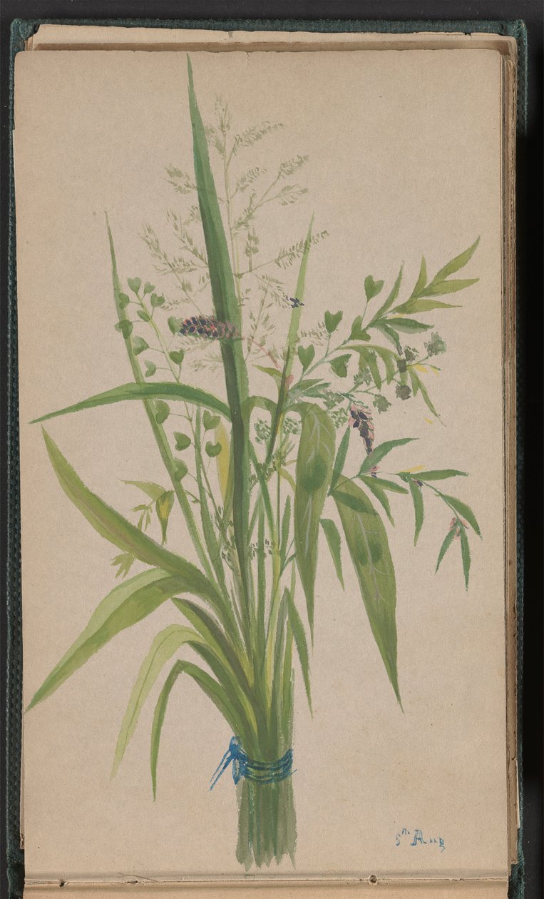 Bukiet kwiatów i traw autorstwa Unknown artist