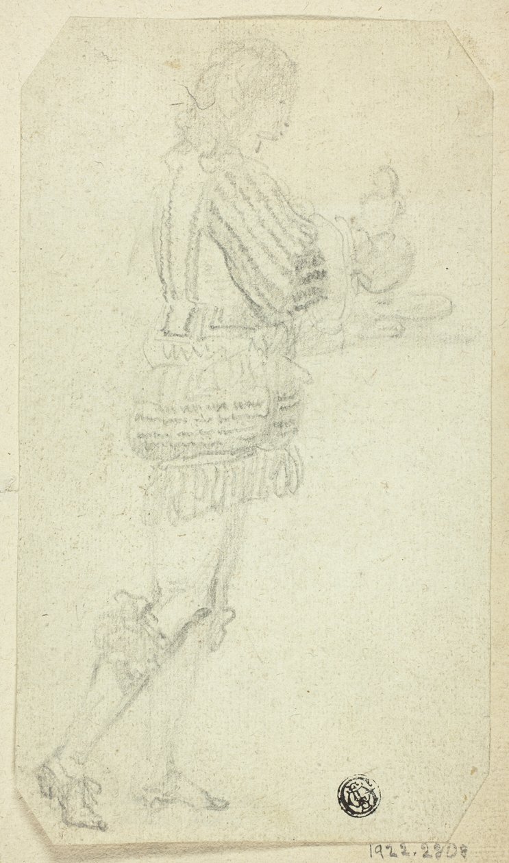 Chłopiec w historycznym stroju niosący przedmiot autorstwa Unknown artist
