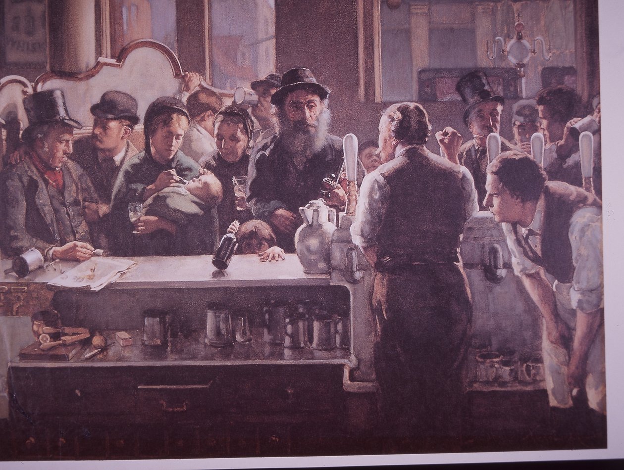 Brytyjski pub serwujący napoje (kolor lito) autorstwa Unknown artist