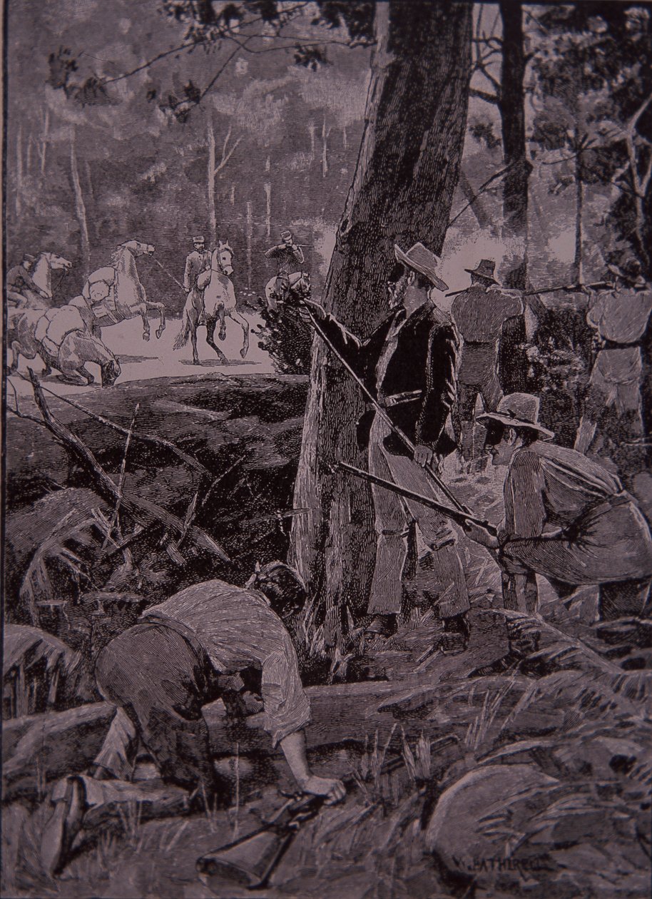 Bushrangers, australijscy banici, okradają złotą eskortę (grawerowanie) autorstwa Unknown artist