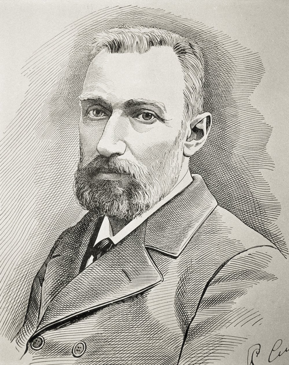 CURIE, Pierre (1859-1906). Francuski fizyk. Portret z 1898 roku. Rycina. autorstwa Unknown artist