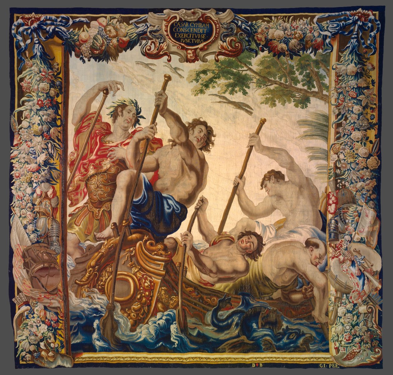 Cezar wyrusza łodzią, by dołączyć do swojej armii z filmu Historia Cezara i Kleopatry autorstwa Unknown artist