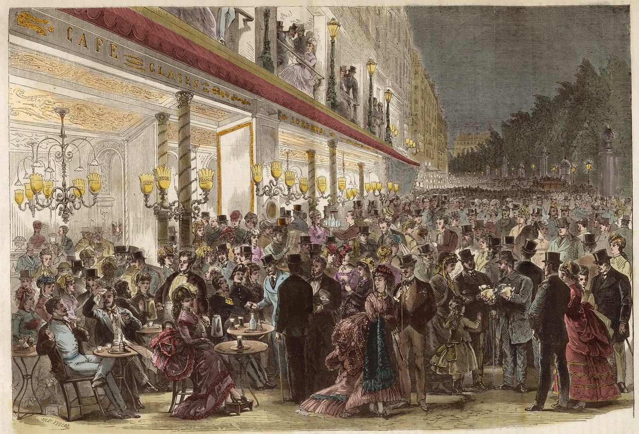 Kawiarnia na Grands Boulevards w letni wieczór 1869 - Paryż - Kawiarnia na Grands Boulevards w letni wieczór - 1869 autorstwa Unknown artist
