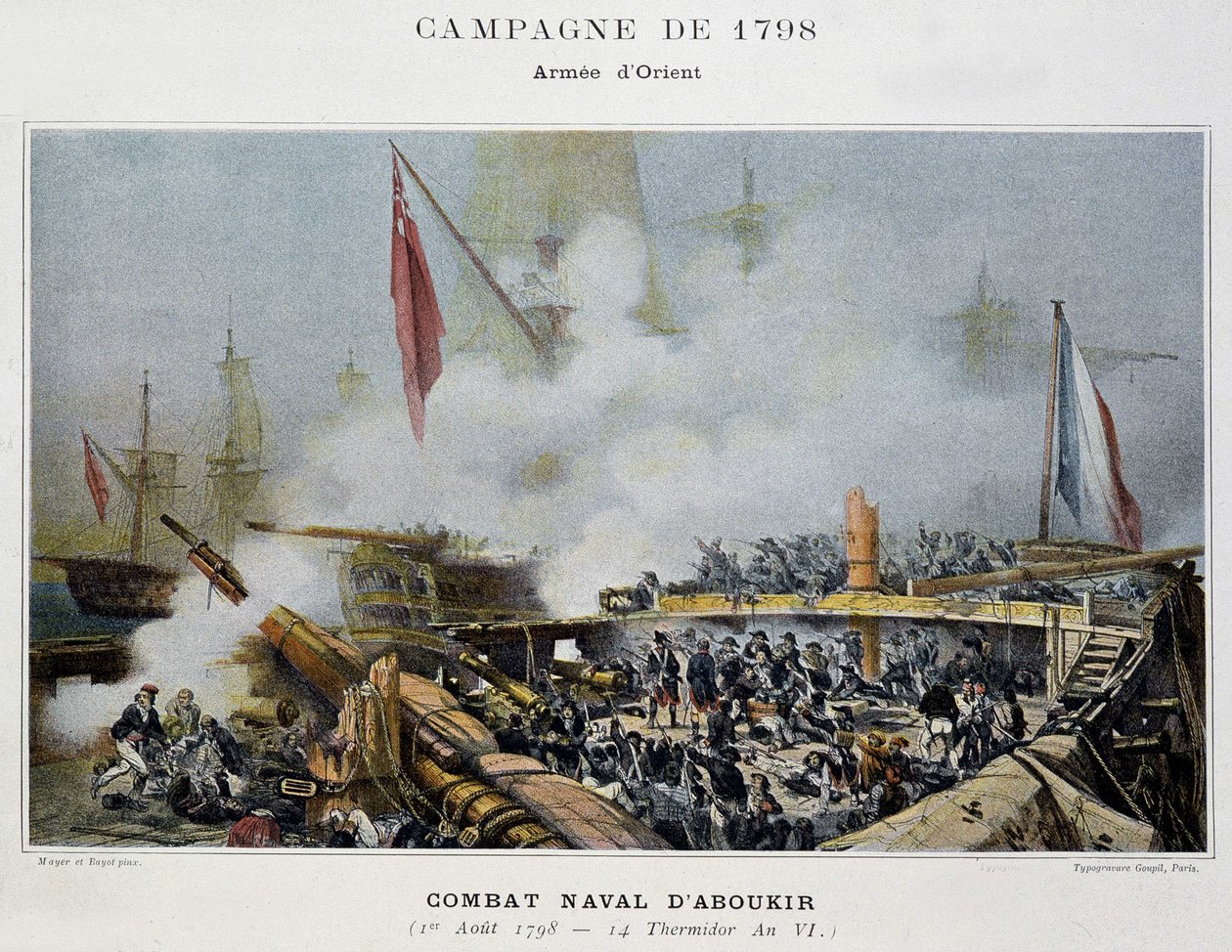 Kampania (wyprawa) Egiptu (1798-1801): bitwa pod Aboukir - w „” Bitwy morskie Napoleona”” autorstwa Unknown artist