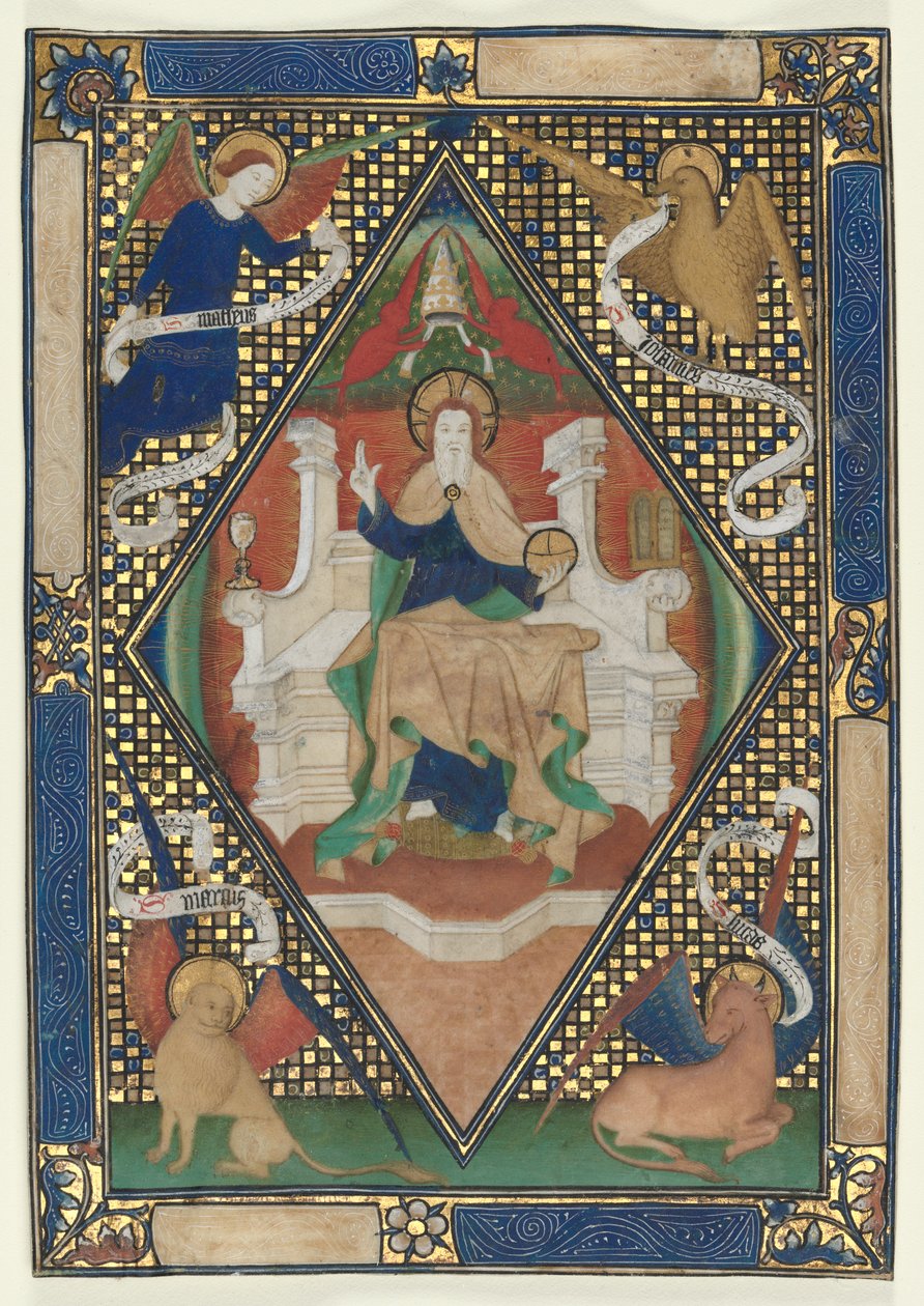 Strona kanoniczna z mszału: Chrystus w majestacie z ewangelistami autorstwa Unknown artist