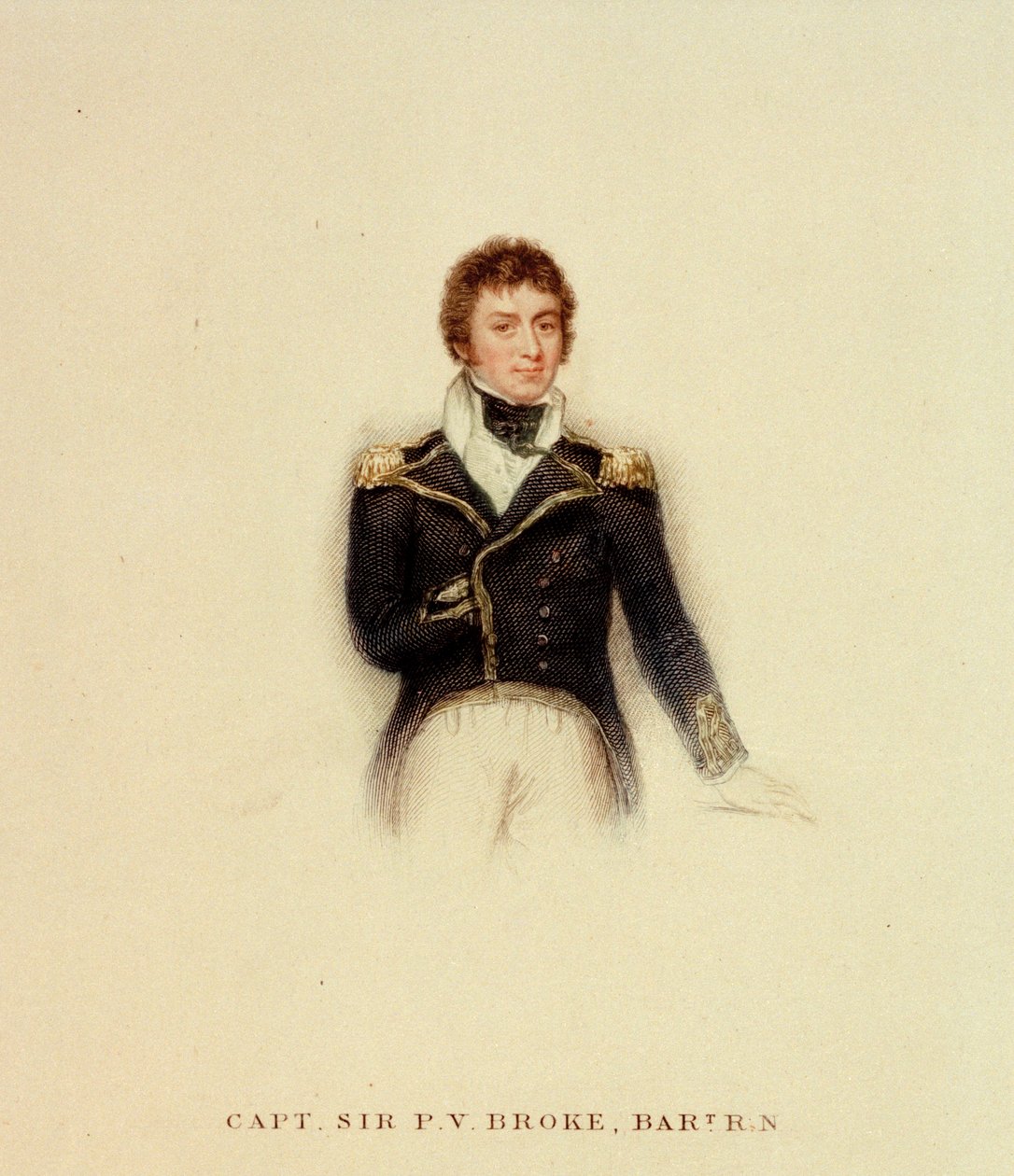 Kapitan P.V. Broke, Królewska Marynarka Wojenna, początek XIX wieku (kolorowy grawerunek) autorstwa Unknown artist