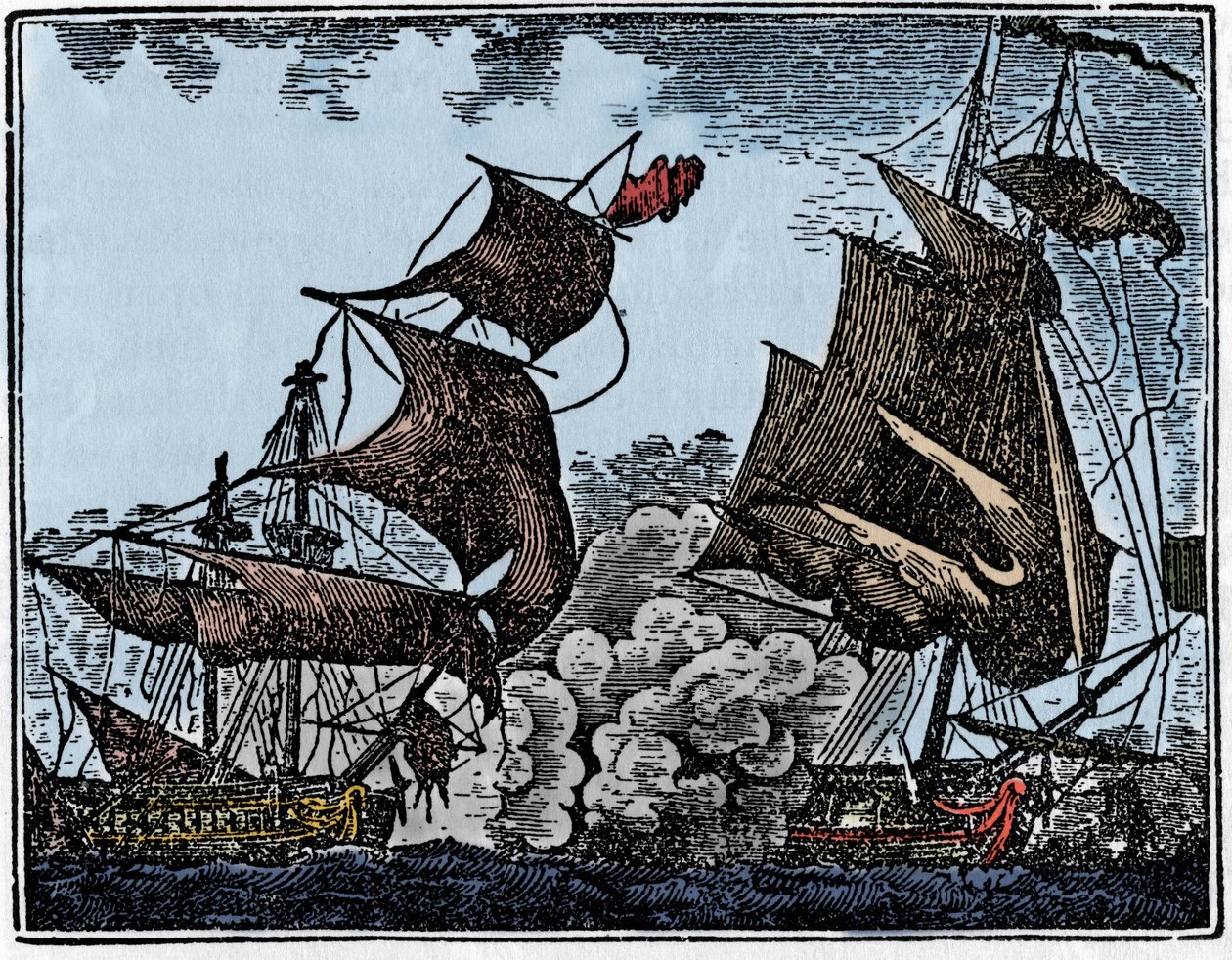 Kapitan Thy zaatakował galeon India (zderzenie). autorstwa Unknown artist