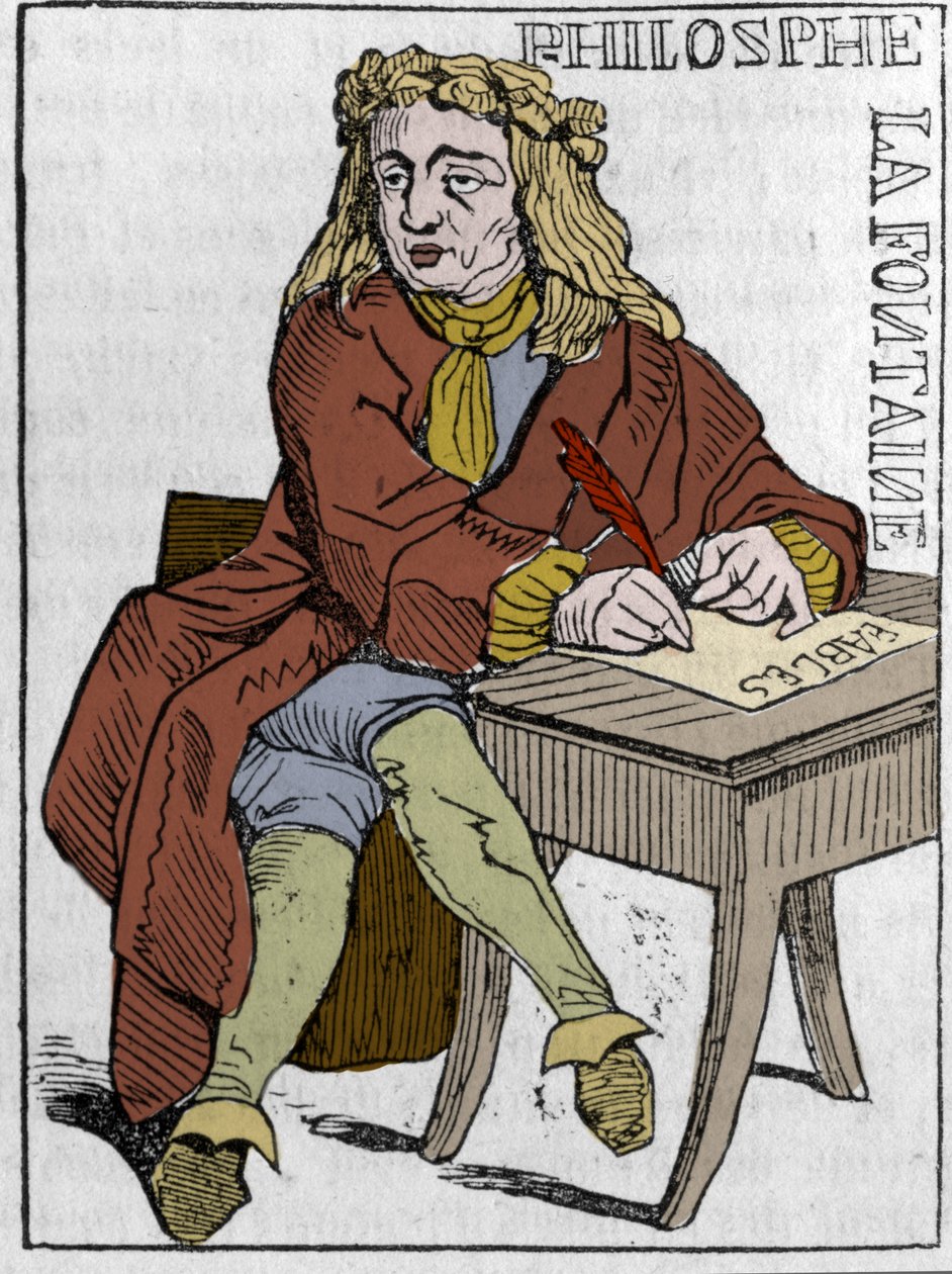 Karta do gry Republiki Francuskiej (1793) opublikowana w Konwencji Narodowej 21.09.1792 po upadku Królestw: postać filozofa pod postacią francuskiego poety Jeana de la Fontaine