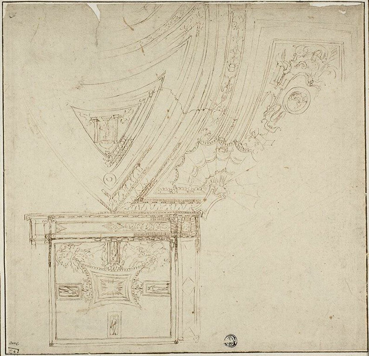 Dekoracja sufitowa z groteskami autorstwa Unknown artist