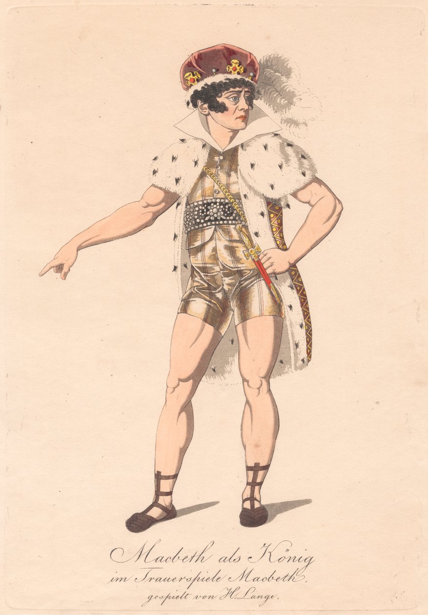 Personagens de uma produção alemã de Macbeth (uma das seis gravuras)polonês autorstwa Unknown artist