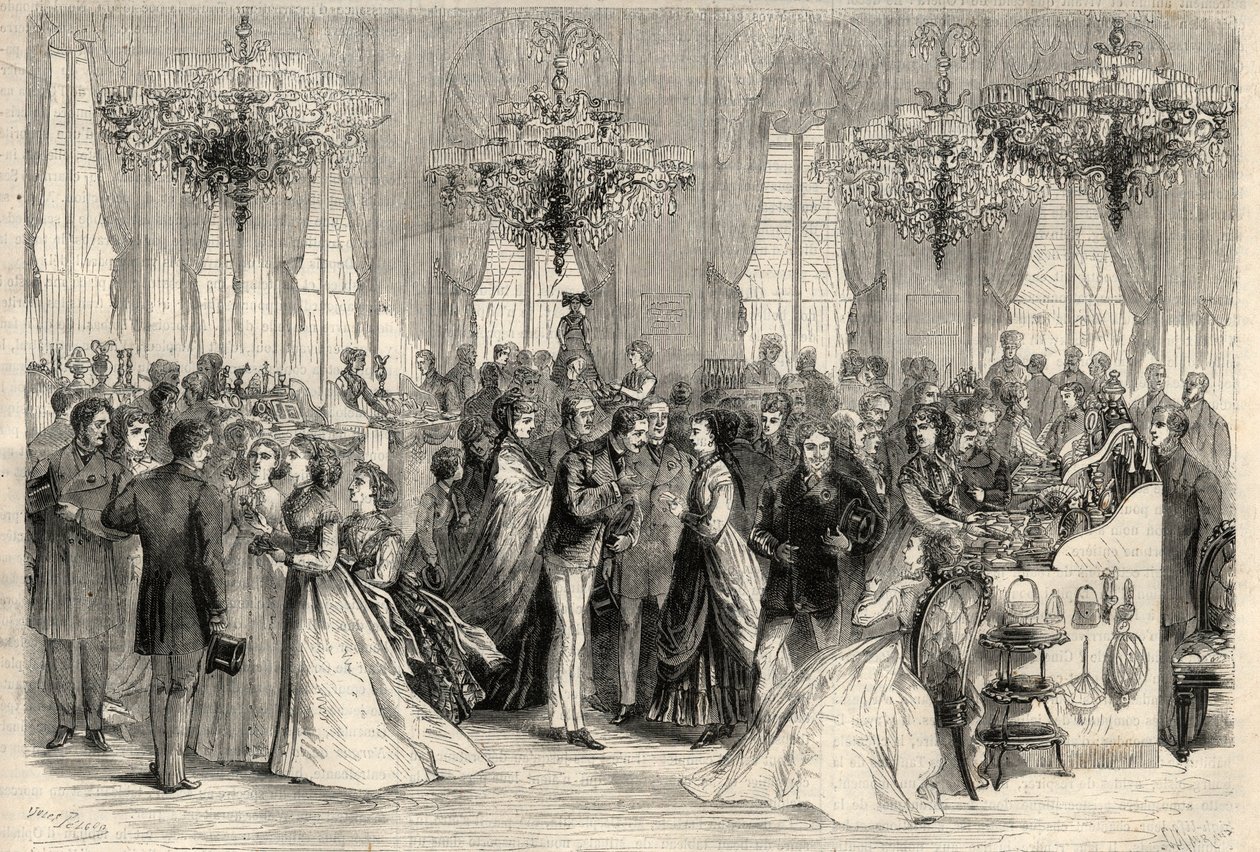 Sprzedaż charytatywna na rzecz Ministerstwa Spraw Zagranicznych na budowę niemieckiego szpitala w Paryżu. Grawer w „Prześwietnym Wszechświecie” autorstwa Unknown artist