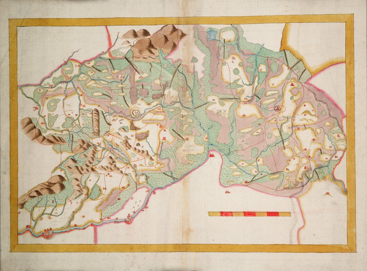 Mapa Leix i Offaly, Irlandia, ok. 1590 r. (papier, płótno) autorstwa Unknown artist