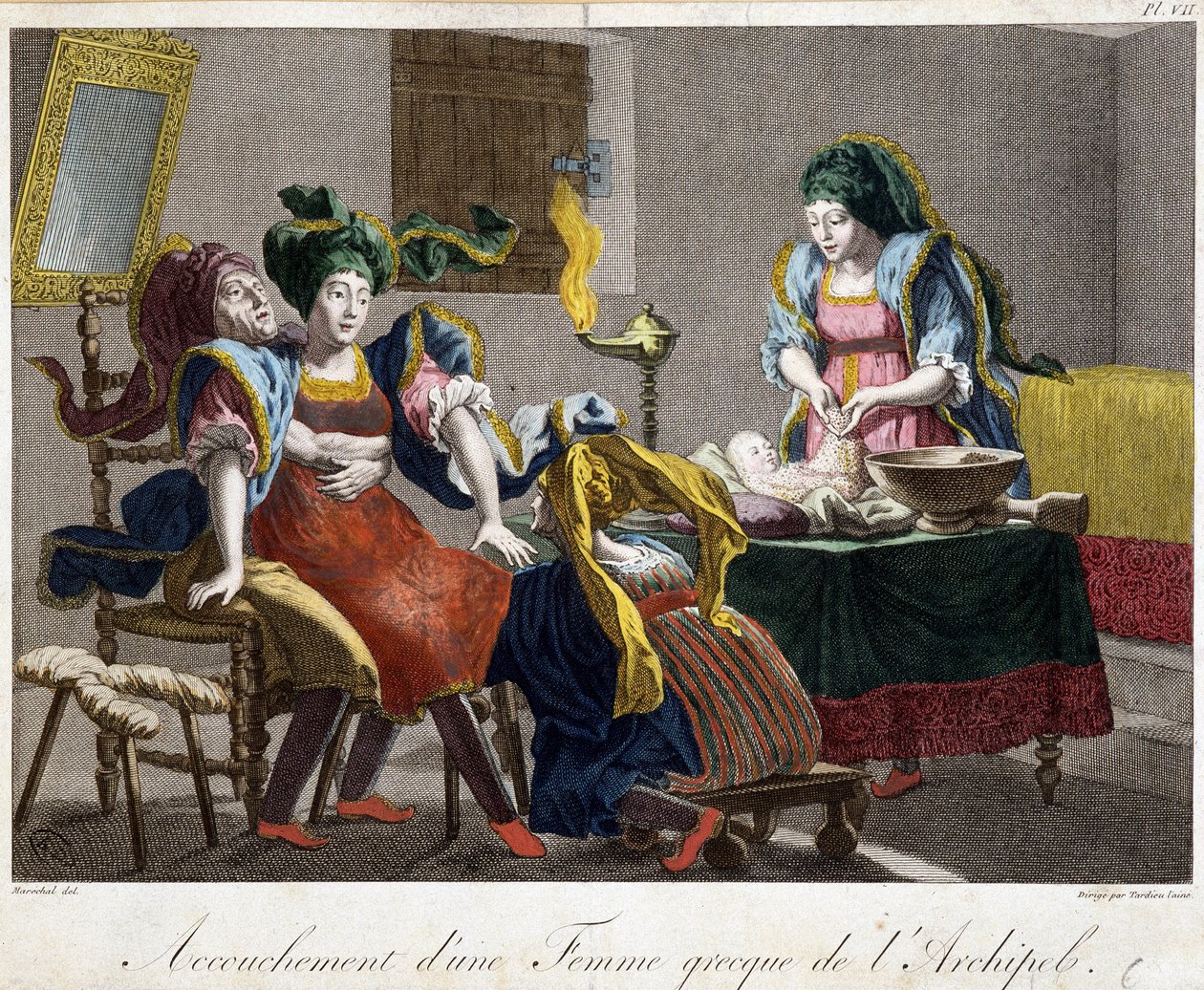 Poród w Grecji - rycina, koniec XIX w. autorstwa Unknown artist
