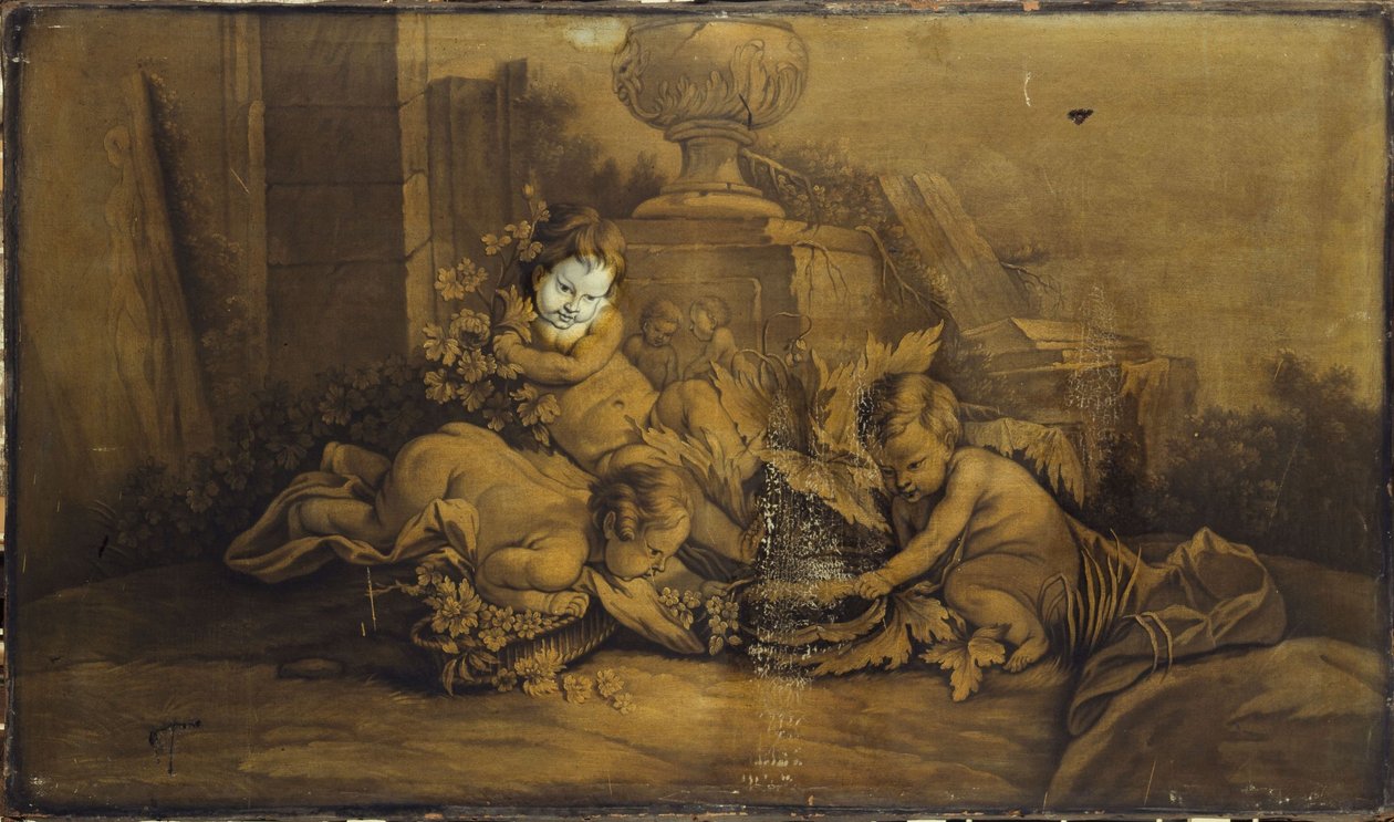 Dzieci bawiące się w krajobrazie, między 1701 a 1800 r. (górna część drzwi) autorstwa Unknown artist