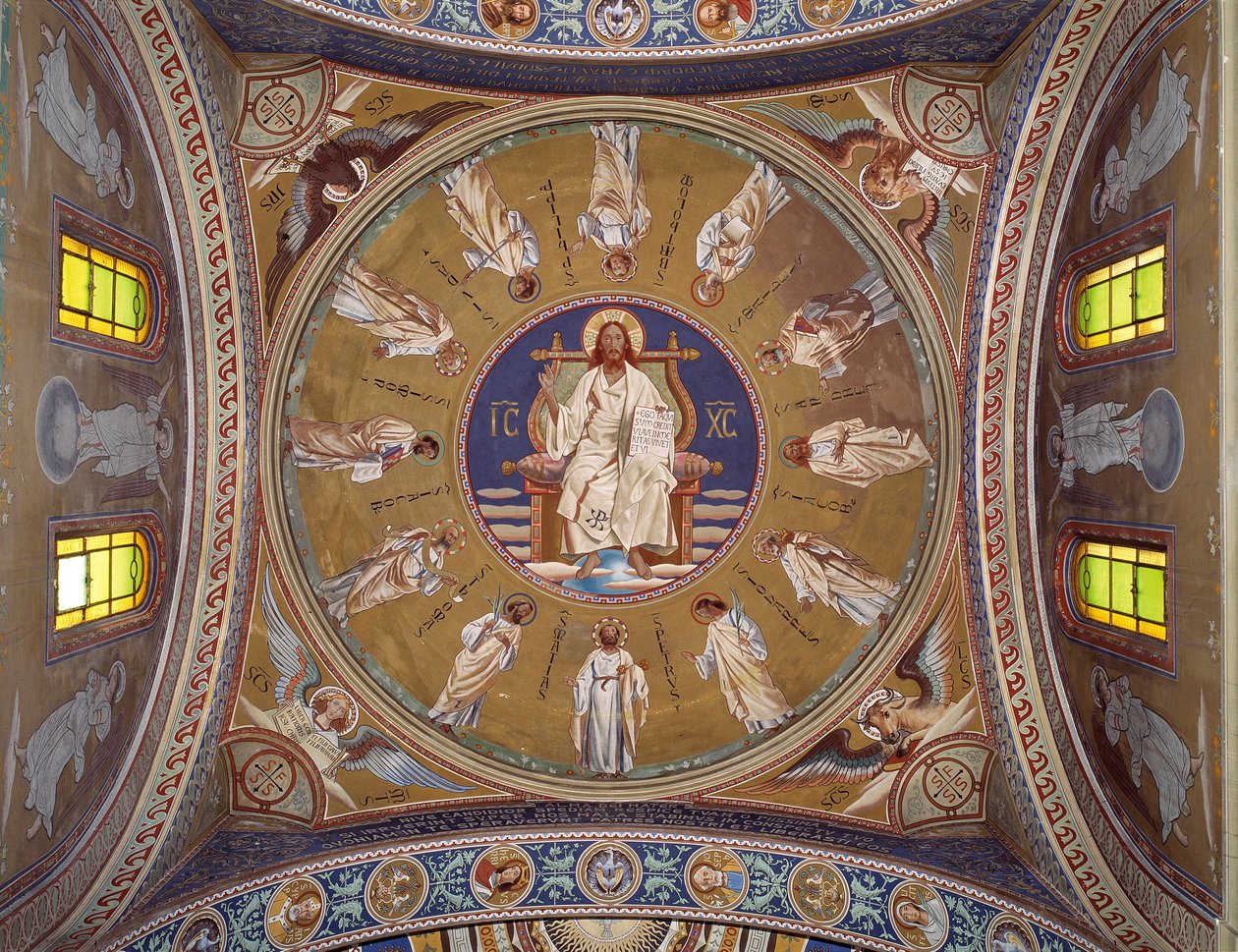 Chrystus pantokrator z apostołami (fresk autorstwa Unknown artist
