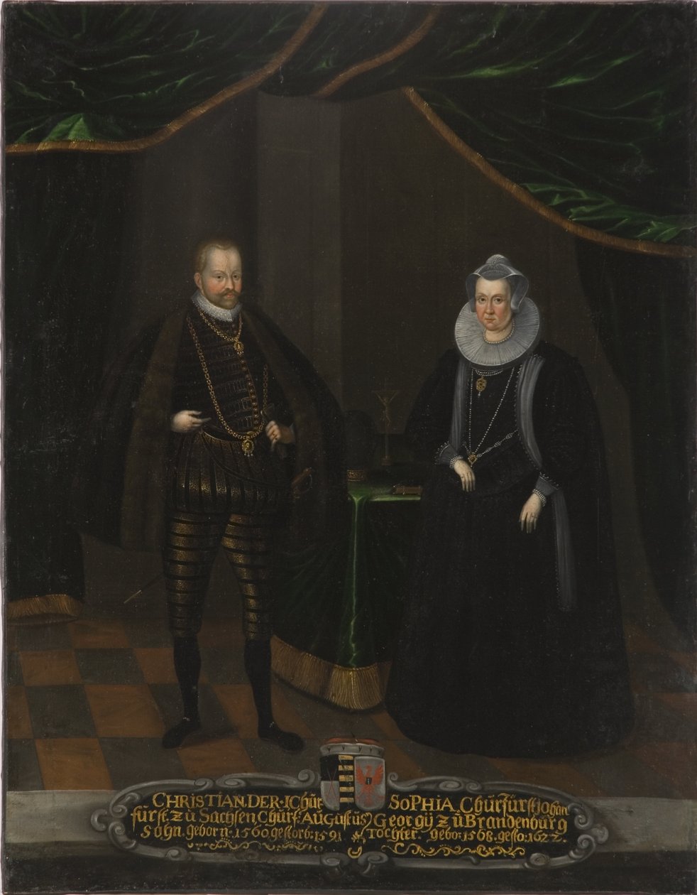 Christian I de Saxe et Sophie de Brandebourg - Portret Christiana I (1568-1622), elektora saskiego i Zofii brandenburskiej (1568-1622), elektora saskiego, Anonim. Olej na płótnie. Wymiar : 102,5x79 cm. Muzeum Narodowe w Sztokholmie autorstwa Unknown artist