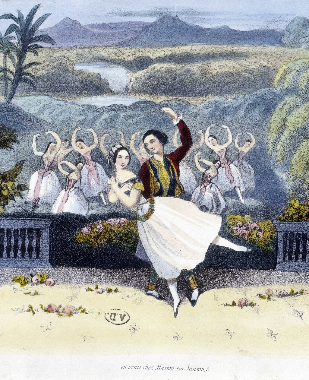Taniec klasyczny: romantyczny - rysunek, b.d. autorstwa Unknown artist