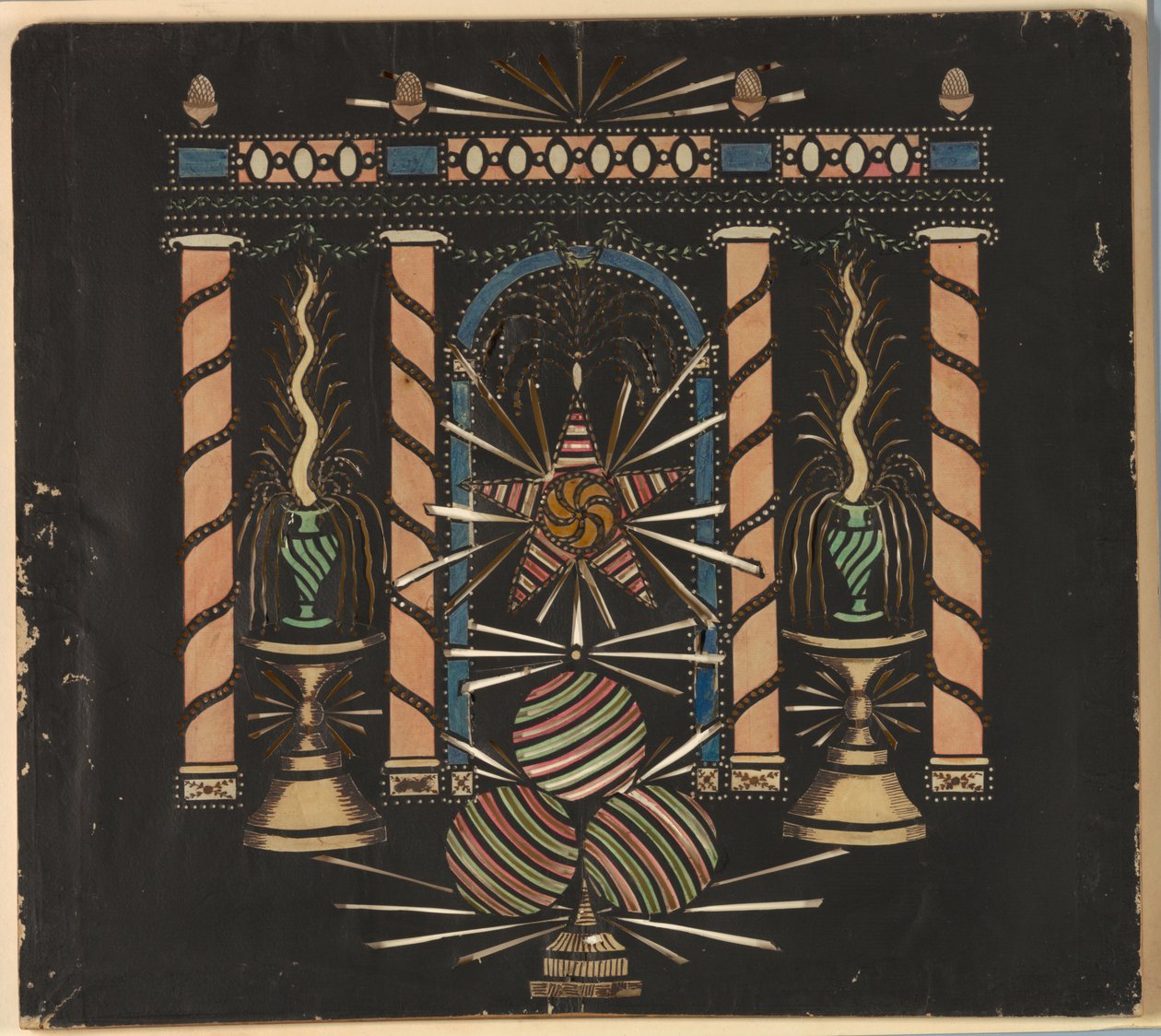 Kolumnada z fontannami autorstwa Unknown artist