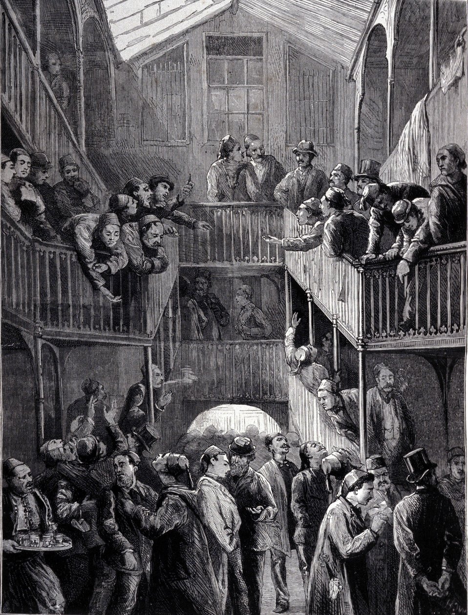 Konstantynopol: giełda papierów wartościowych na przedmieściach Galata w 1878 r. autorstwa Unknown artist