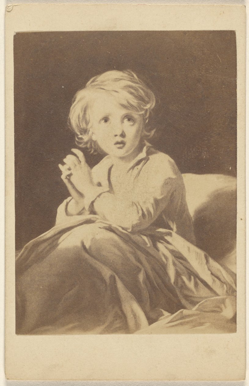 [Kopia obrazu przedstawiającego dziecko modlące się w łóżku]. autorstwa Unknown artist