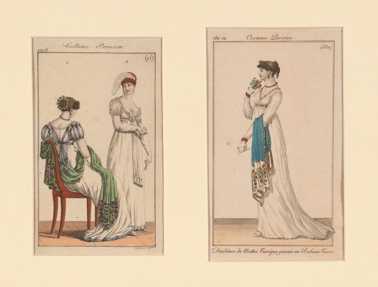 Plansze mody "Costume Parisien" z Journal des Dames et Des Modes i Costume Parisien (Dziennik dam i mody) autorstwa Unknown artist