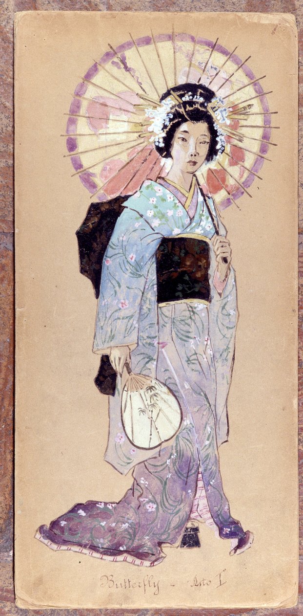 Kostium Madame Butterfly do pierwszego aktu Madame Butterfly Giacomo Pucciniego z 1904 r. Kolekcja Museo della Scala w Mediolanie. autorstwa Unknown artist