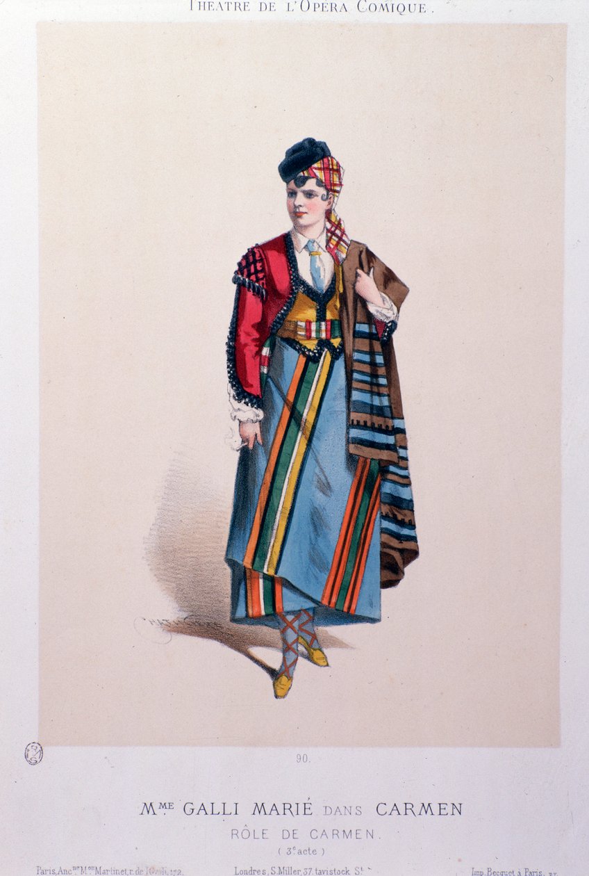 Kostium śpiewaczki Celestine Galli-Marie w Carmen, opera Georgesa Bizeta autorstwa Unknown artist