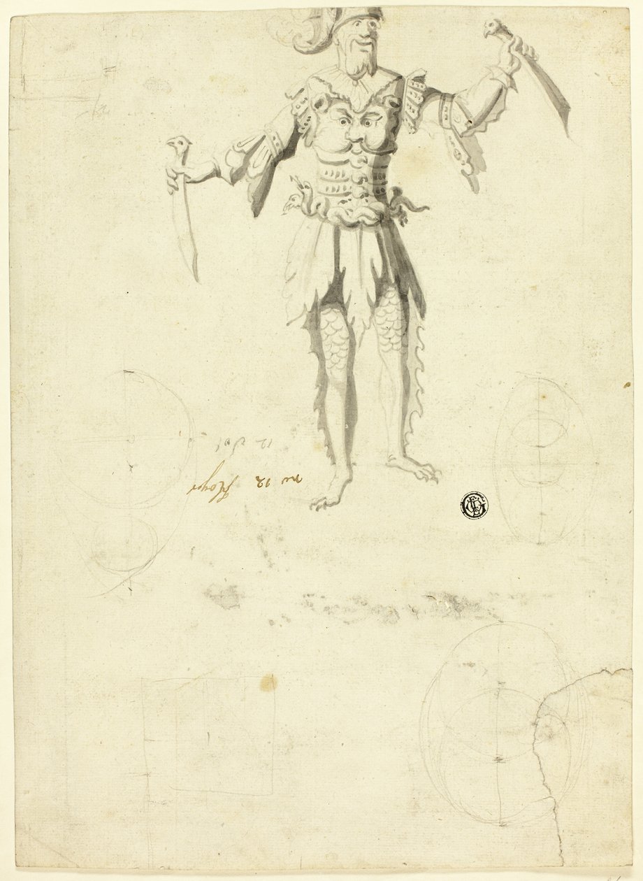 Przebrany mężczyzna z dwoma mieczami autorstwa Unknown artist