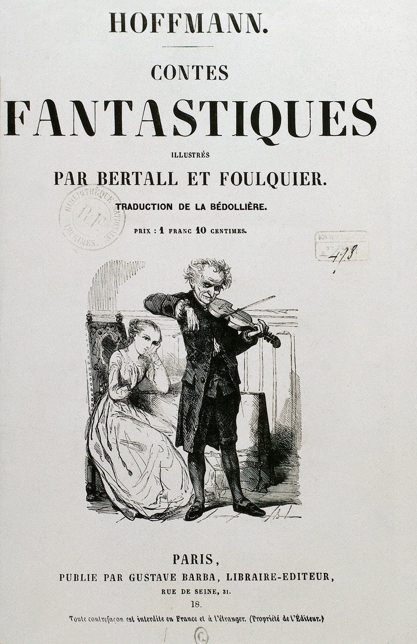 Radny Krespel (Rat Krespel), okładka „Les contes fantastiques” Ernsta Theodora Amadeusa Hoffmanna autorstwa Unknown artist