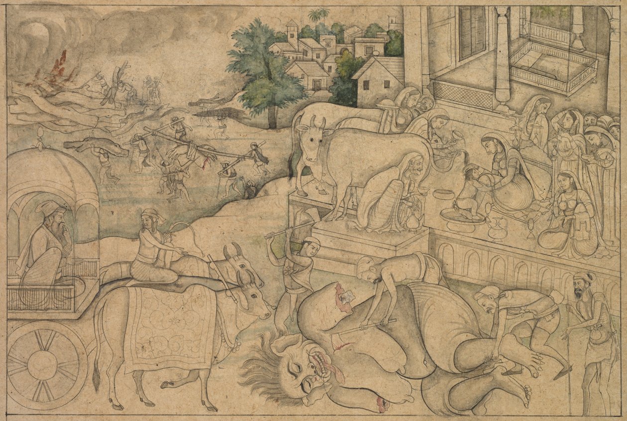 Kremacja Demonicznej Putany z Krishna-Lila autorstwa Unknown artist