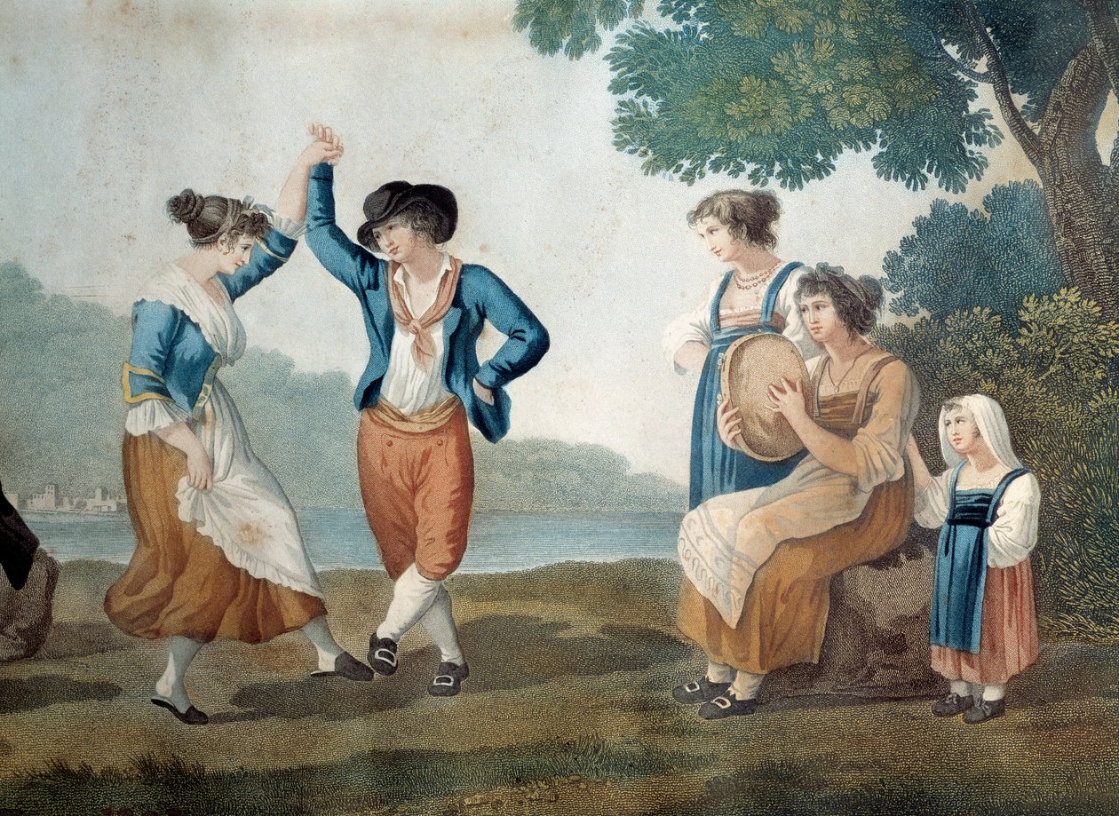 Tancerze we Frascati koło Rzymu, Włochy Anonimowe malowanie autorstwa Unknown artist