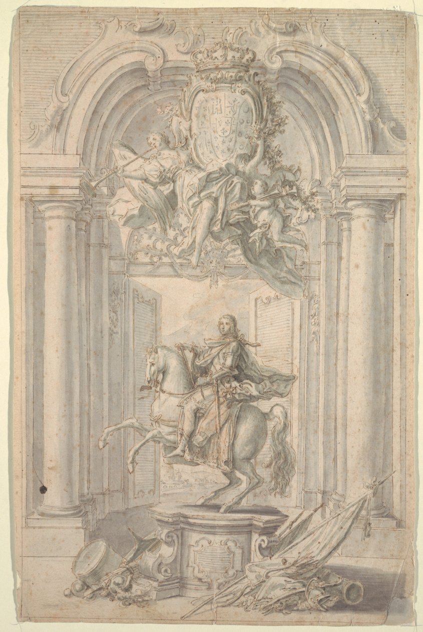 Projekt pomnika jeździeckiego Karola III autorstwa Unknown artist
