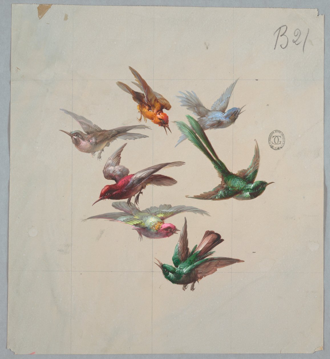 Projektowanie tapet i tekstyliów: ptaki autorstwa Unknown artist