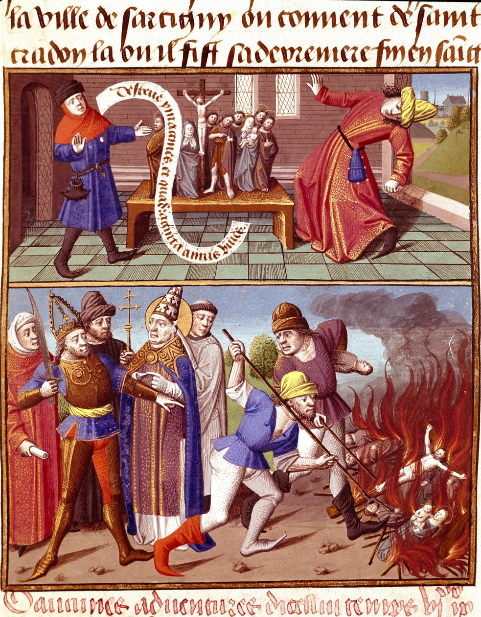 Zniszczenie obiektów sakralnych i interwencja papieża Grzegorza I Wielkiego (540-604). Vignay autorstwa Unknown artist
