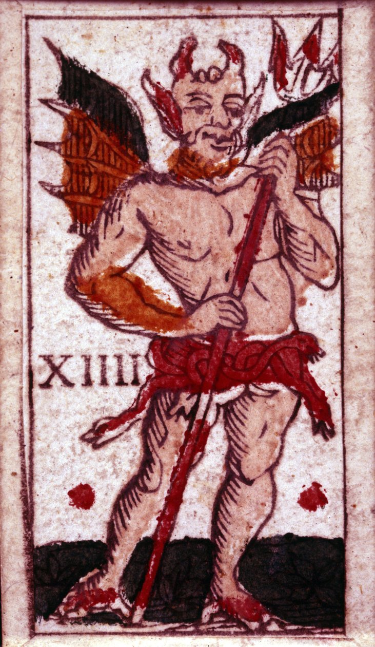 Diabeł przedstawiony na karcie do gry. 18 wiek. autorstwa Unknown artist
