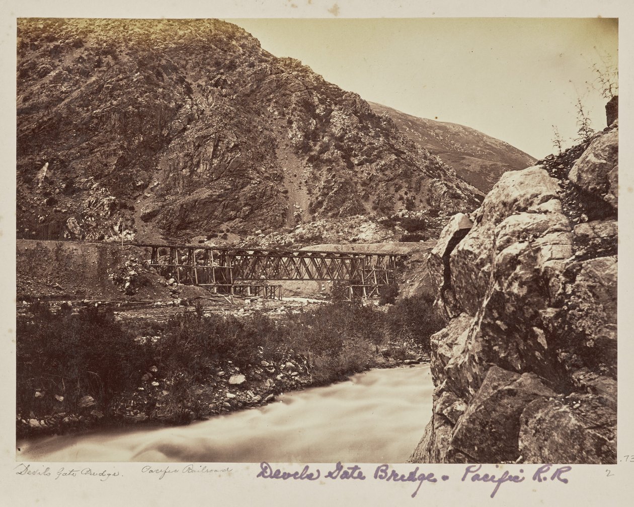 Devils [sic] Gate Bridges. Pacific Railroad autorstwa Unknown artist