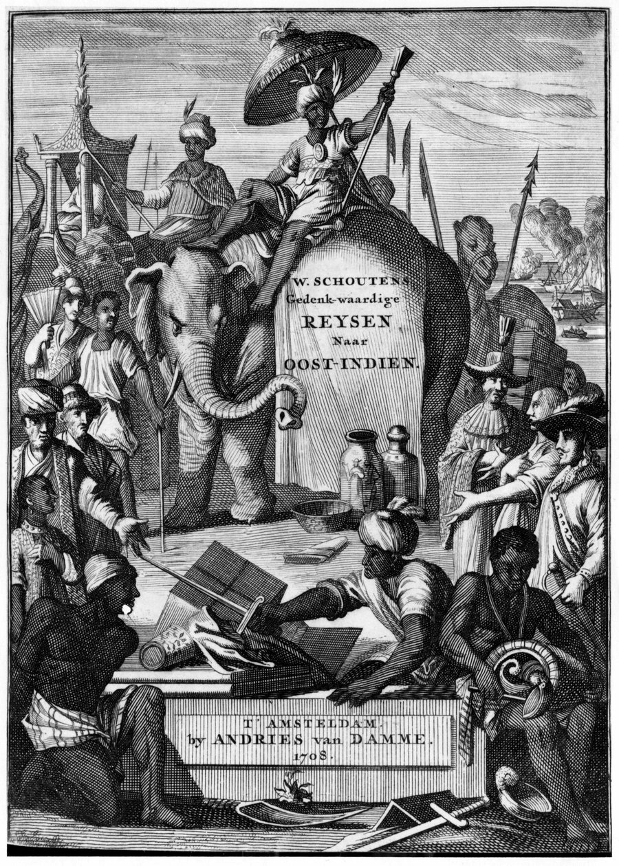 Odkrycia Indii: Podróże do Indii, frontispis autorstwa Schoutens autorstwa Unknown artist