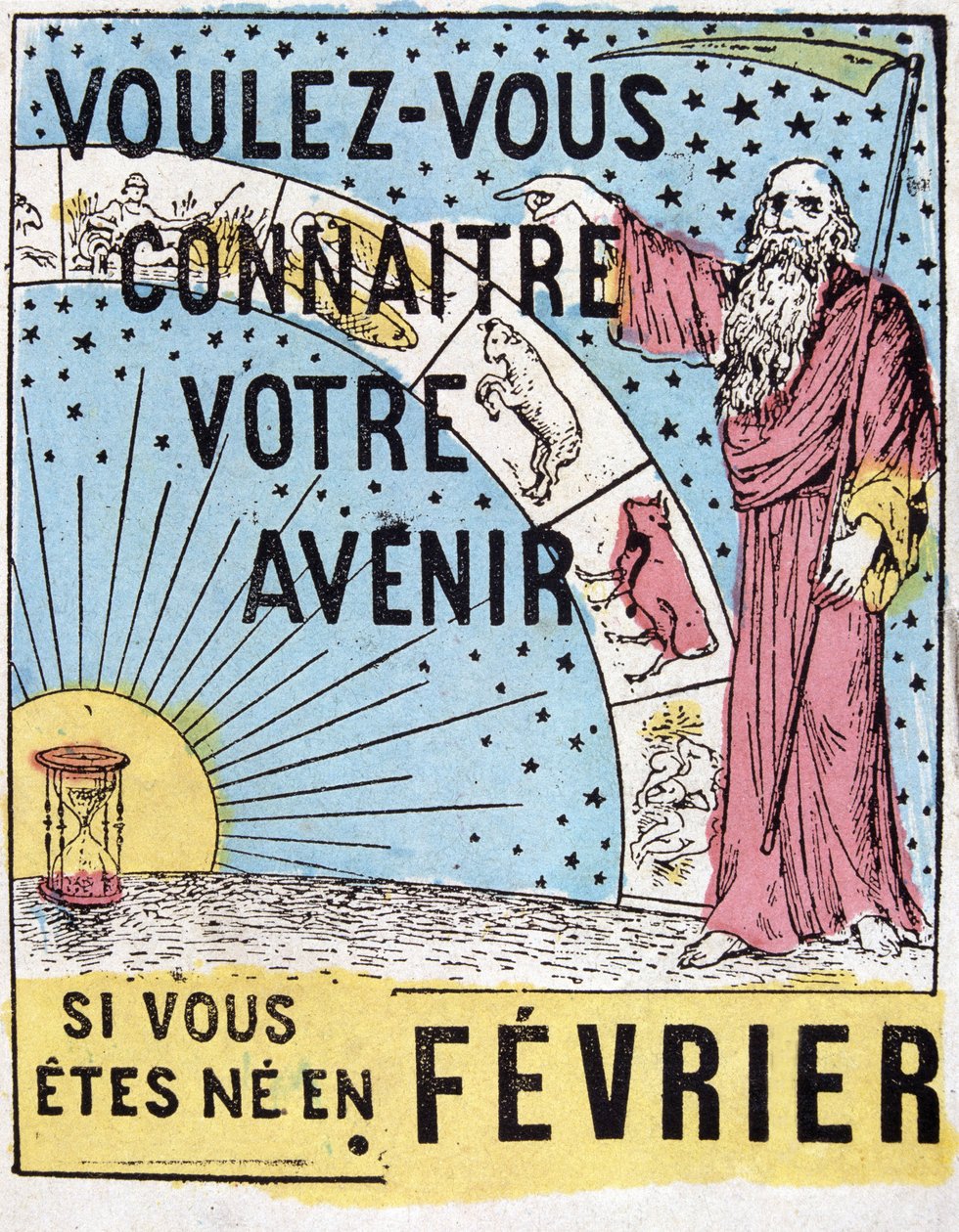 Chcesz poznać swoją przyszłość? : Nostradamus. XIX-wieczna astrologiczna etykieta reklamowa autorstwa Unknown artist