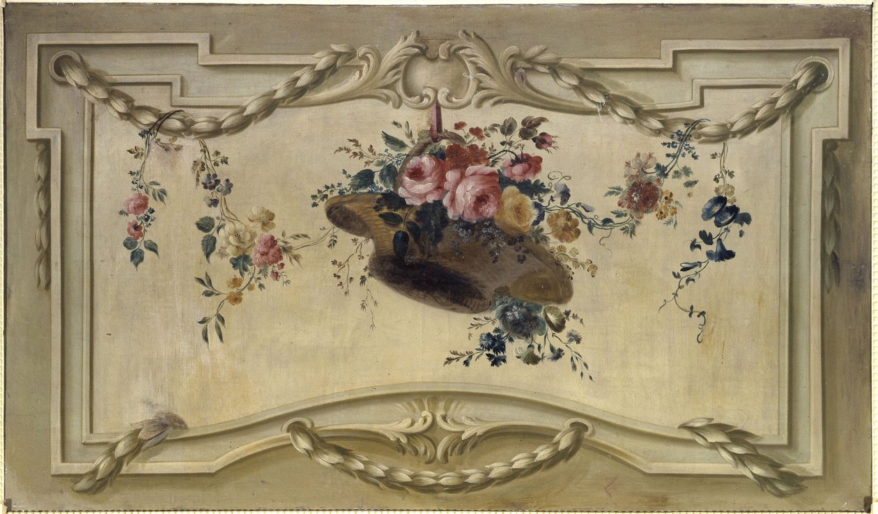 Nakładka na drzwi: kosz kwiatów, między 1769 a 1789 (olej na płótnie) autorstwa Unknown artist