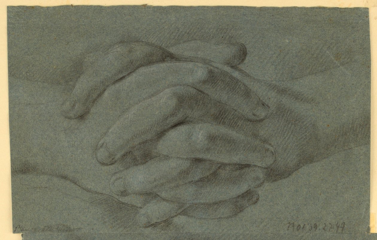 Rysunek: Studium złożonych rąk autorstwa Unknown artist
